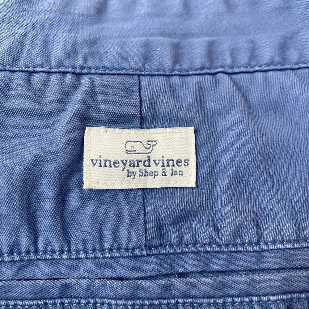 Vineyard Vines 100% Cotton Men's Dusty Blue Flat Front Preppy Style Shorts SZ 34